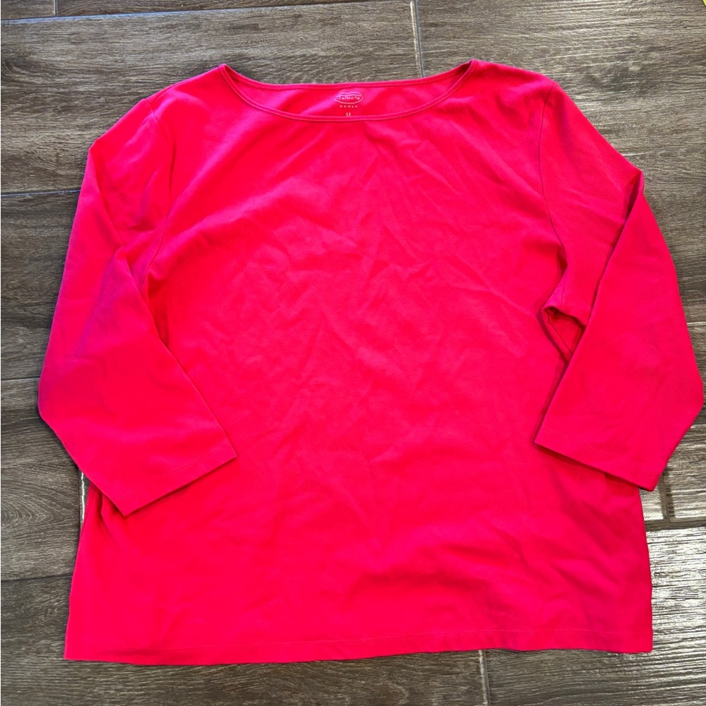 Women’s size 1X Talbots Bright Pink  3/4 Sleeve Top Cotton Tee‎ EUC